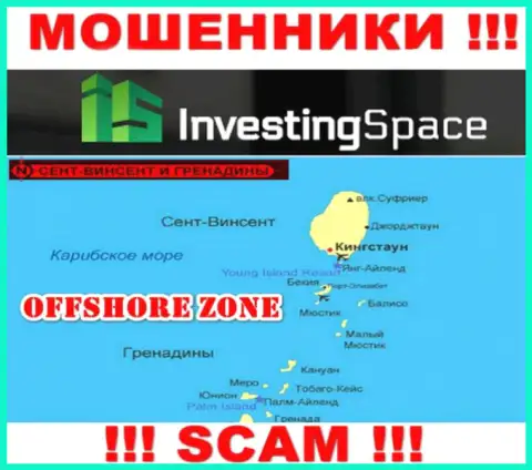 Инвестинг Спейс базируются на территории - Сент-Винсент и Гренадины, остерегайтесь совместной работы с ними