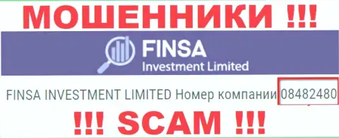 Как указано на официальном информационном сервисе мошенников FinsaInvestment Limited: 08482480 - это их номер регистрации