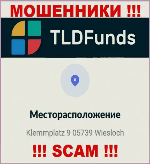 Информация о адресе регистрации TLD Funds, которая показана а их интернет-сервисе - фиктивная