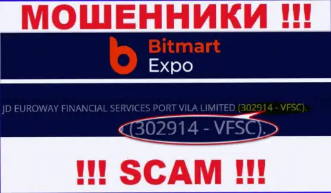 302914-VFSC - это регистрационный номер Bitmart Expo, который приведен на официальном web-сервисе компании