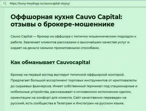 Cauvo Capital - это РАЗВОДИЛЫ ! обзорная статья с фактами мошеннических действий