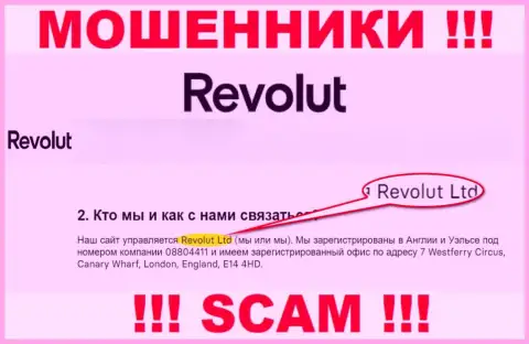 Revolut Ltd - это организация, которая управляет internet-аферистами Револют