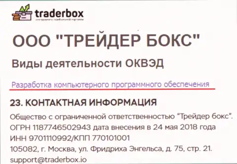 TraderBox дезориентируют клиентов, именуя себя производителями ПО
