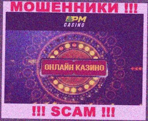 Вид деятельности интернет-мошенников PM Casino - это Казино, однако имейте ввиду это надувательство !!!