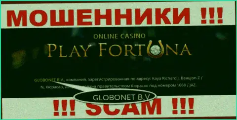 Данные о юридическом лице Play Fortuna, ими является компания GLOBONET B.V.
