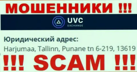 UVCExchange - это преступно действующая организация, которая скрывается в оффшоре по адресу: Harjumaa, Tallinn, Punane tn 6-219, 13619
