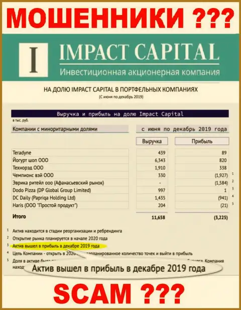 На информационном сервисе ImpactCapital Com рисуют прибыль организации ?