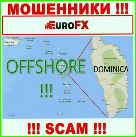 Dominica - офшорное место регистрации кидал EuroFX Trade, показанное у них на сайте