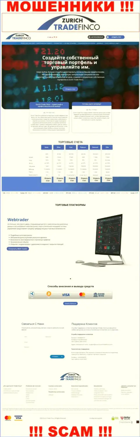 ZurichTradeFinco Com - это официальный web-сайт аферистов Zurich TradeFinco