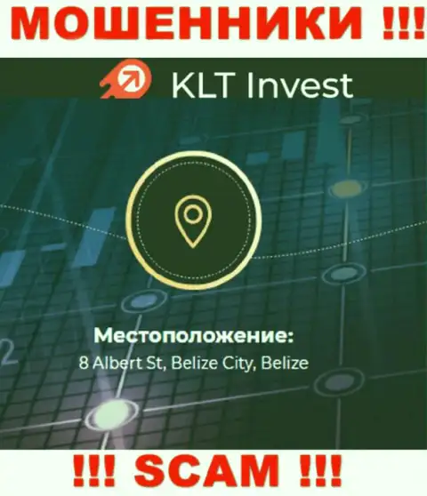 Нереально забрать обратно вклады у компании КЛТ Инвест - они спрятались в офшорной зоне по адресу: 8 Albert St, Belize City, Belize