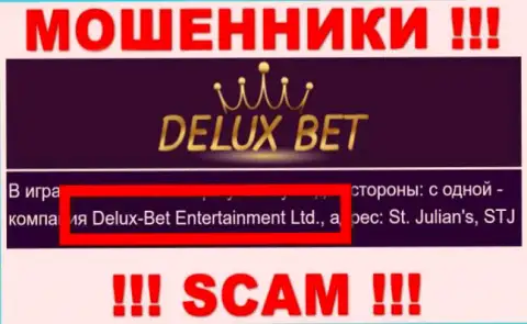 Delux-Bet Entertainment Ltd - это контора, которая владеет мошенниками Делюкс-Бет Интертеймент Лтд