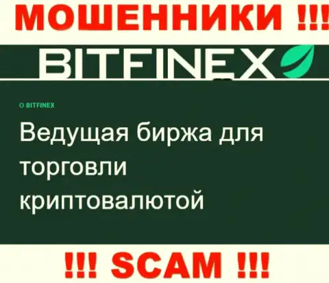 Основная деятельность Битфайнекс Ком - это Crypto trading, будьте очень осторожны, работают преступно