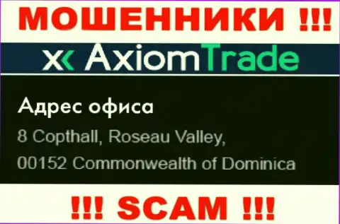 Контора AxiomTrade находится в оффшоре по адресу - 8 Copthall, Roseau Valley, 00152 Commonwealth of Dominika - явно лохотронщики !