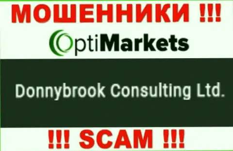 Мошенники OptiMarket Co сообщили, что именно Donnybrook Consulting Ltd управляет их лохотронном