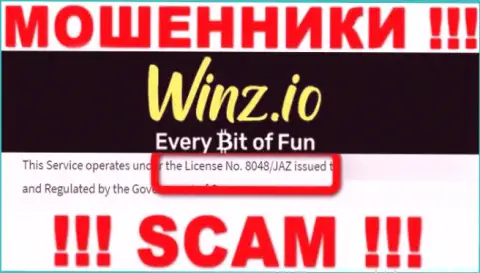 На интернет-портале Winz Io есть лицензионный документ, только вот это не меняет их жульническую суть