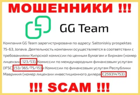 Довольно-таки рискованно доверять компании GG Team, хоть на интернет-портале и находится ее номер лицензии