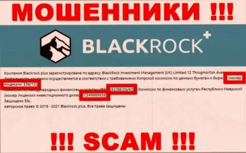 Black Rock Plus прячут свою мошенническую сущность, предоставляя у себя на веб-сервисе лицензию