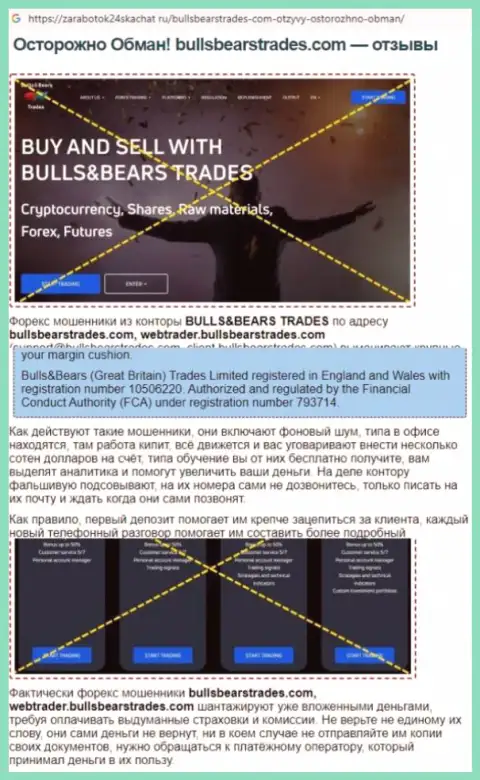 Обзор BullsBearsTrades, который позаимствован на одном из сайтов-отзовиков
