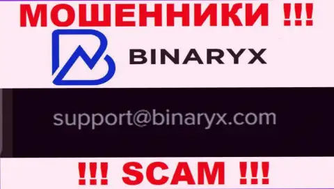 На веб-сервисе обманщиков Binaryx Com показан этот адрес электронной почты, на который писать не советуем !!!