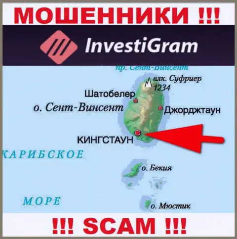 У себя на веб-ресурсе InvestiGram указали, что они имеют регистрацию на территории - Kingstown, St. Vincent and the Grenadines