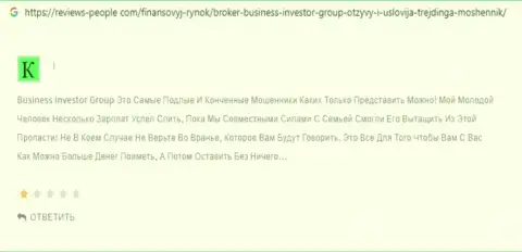 BusinessInvestorGroup - это МОШЕННИКИ !!! Совместное взаимодействие с которыми может закончиться прикарманиванием вложенных денег - отзыв