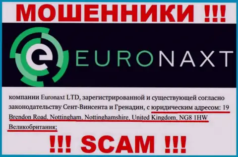 Юридический адрес регистрации организации EuroNaxt Com у нее на web-портале липовый - это СТОПРОЦЕНТНО МОШЕННИКИ !!!
