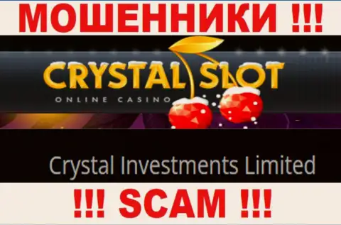 Организация, которая владеет мошенниками Кристал Слот - Crystal Investments Limited
