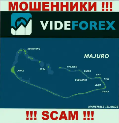 Компания VideForex Com имеет регистрацию очень далеко от своих клиентов на территории Majuro, Marshall Islands