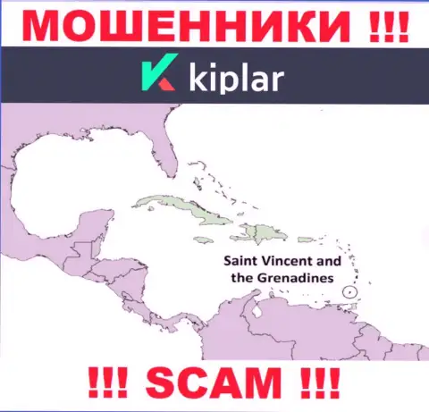 МОШЕННИКИ Kiplar Com зарегистрированы невероятно далеко, а именно на территории - St. Vincent and the Grenadines
