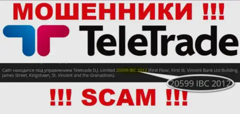 Рег. номер internet-мошенников TeleTrade Org (20599 IBC 2012) никак не гарантирует их добропорядочность