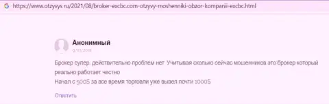 Точка зрения посетителя инета касательно условий для торгов Форекс организации EX Brokerc, представленная на сайте otzyvys ru