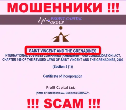 Юридическое место регистрации internet-мошенников Профит Капитал Групп - Сент-Винсент и Гренадины