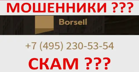 С какого именно номера телефона будут названивать мошенники из организации Borsell неведомо, у них их много