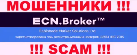 Регистрационный номер, который принадлежит компании ECNBroker - 22514 IBC 2015