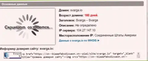 Возраст доменного имени Форекс брокерской конторы Сварга, исходя из инфы, полученной на веб-ресурсе doverievseti rf