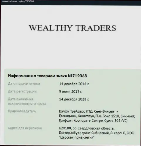 Материалы о брокерской организации Wealthy Traders, взяты на веб-портале beboss ru