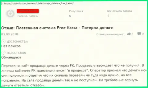 Критичный комментарий клиента, который имел дело с компанией Free Kassa - будьте очень осторожны, так как они мошенники !