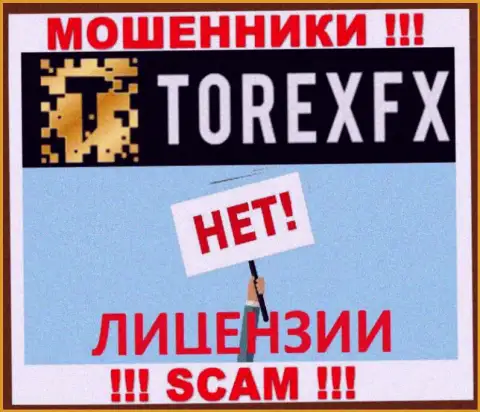 Мошенники TorexFX Com действуют незаконно, поскольку у них нет лицензии на осуществление деятельности !!!